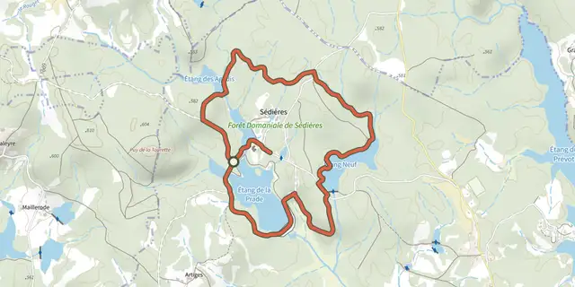 The Le Tours des Étangs (Randonnée) track on the IGN map