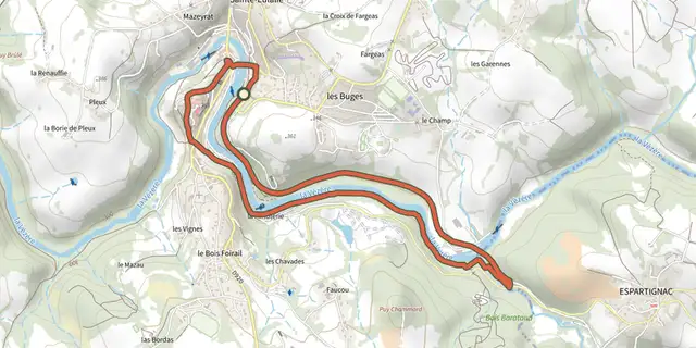 The Sur les pas de Simone de Beauvoir track on the IGN map