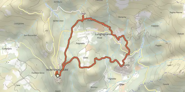 Tracé de Boucle de Montegrosso sur le Plan IGN