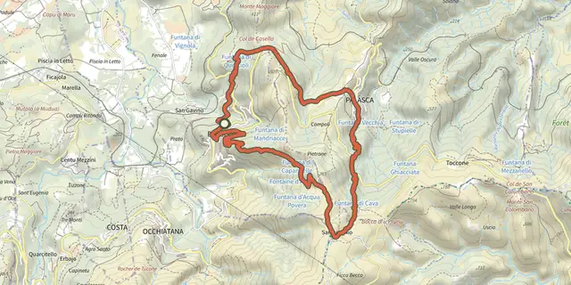 Tracé de Boucle de Sant'Antone sur le Plan IGN