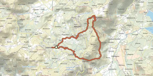 Tracé de Boucle de la Pieve d'Aregno sur le Plan IGN