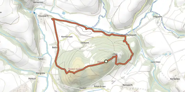 Tracé de Circuit du Manéguen sur le Plan IGN