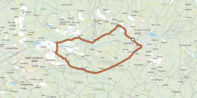 The Sentier de randonnée Mézos track on the IGN map