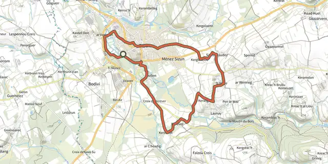 Tracé de Circuit de Pont an Denved sur le Plan IGN