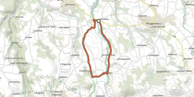 Tracé de Boucle de Coatanscour sur le Plan IGN