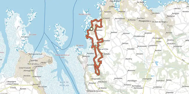 The Autour de Saint-Sanson et Terenez track on the IGN map