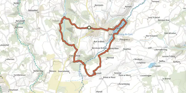 Tracé de L'Étang du Guic sur le Plan IGN