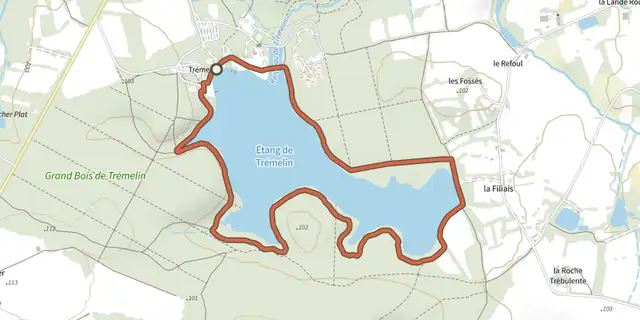 The Le Tour du Lac de Trémelin track on the IGN map