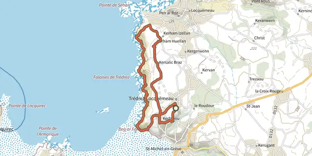 Tracé de Circuit des Falaises de Trédrez sur le Plan IGN