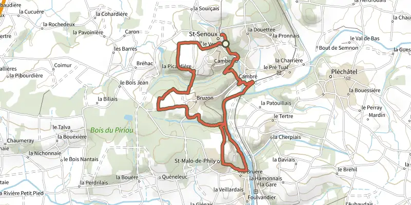 Map of the Circuit de Montserrat track on the IGN map, with the start and numbered waypoints
