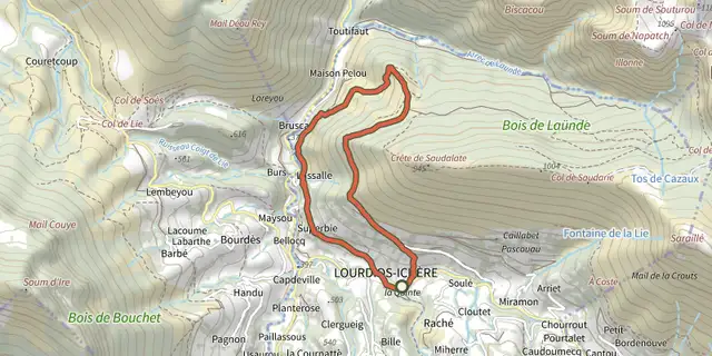 Tracé de Fougeraies de Laünde asp05 sur le Plan IGN
