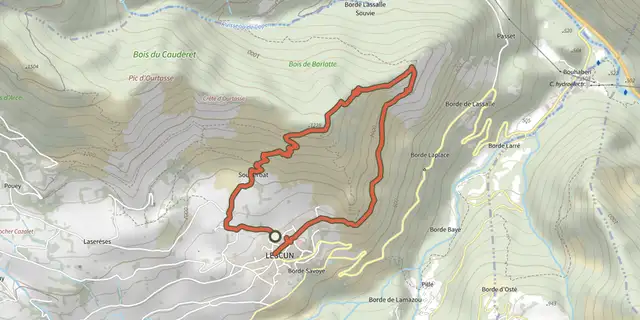 Tracé de Tour du Belvédère asp47 sur le Plan IGN