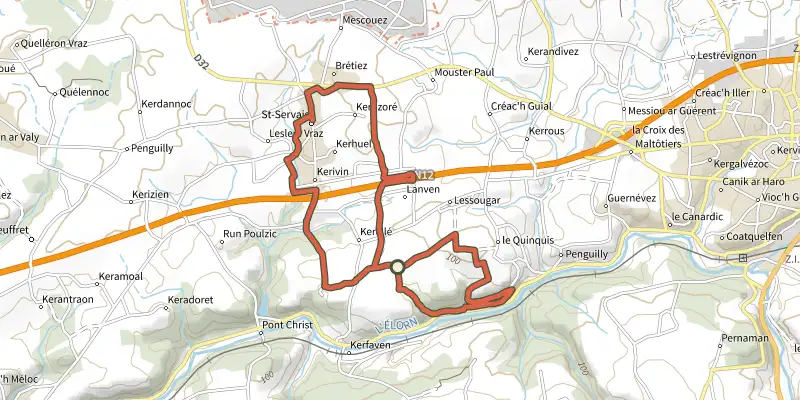 Map of the Sur les traces de Yan'Dargent track on the IGN map, with the start and numbered waypoints
