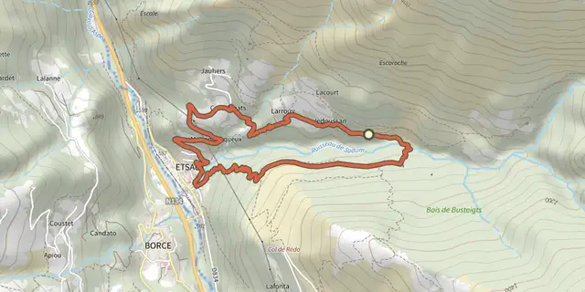 Tracé de Tour de Busteigts asp58 sur le Plan IGN