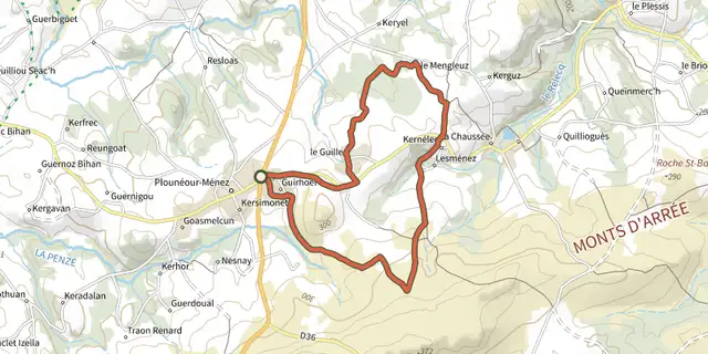 Tracé de Circuit de la Montagne sur le Plan IGN