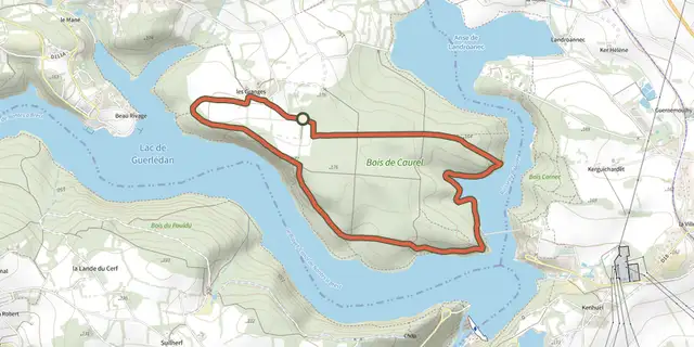 Tracé de Bois de Caurel sur le Plan IGN