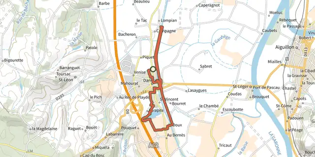 The Damazan, la Bastide du Canal de Garonne - 9,8km track on the IGN map