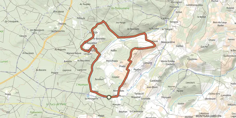 Map of the Ambrus, promenade vers le vignoble de Padère - 9.5 km track on the IGN map, with the start and numbered waypoints