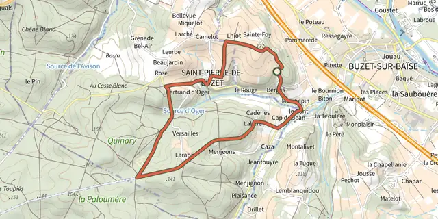The Saint-Pierre-de-Buzet track on the IGN map