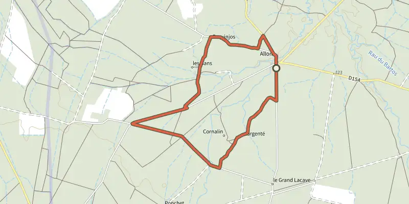Map of the Allons, en Forêt et sur une Ancienne Voie Ferrée (variante) track on the IGN map, with the start and numbered waypoints