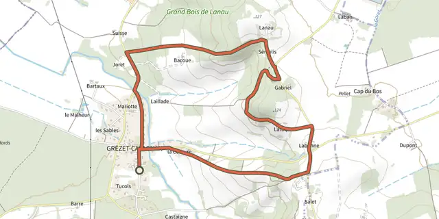 The Grézet-Cavagnan, vers le Grand Bois de Lanau - 5.2 km track on the IGN map