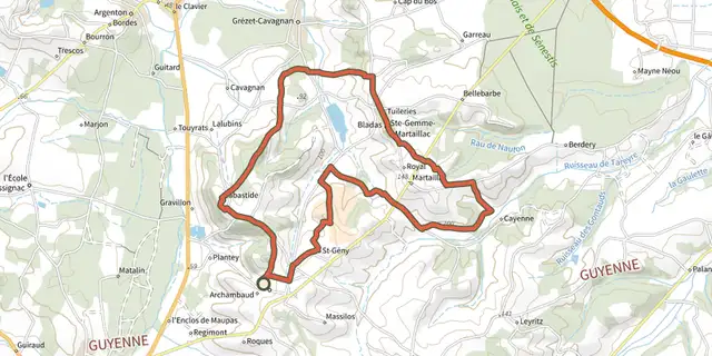 The Labastide-Castel-Amouroux à ciel ouvert - 17.7 km track on the IGN map