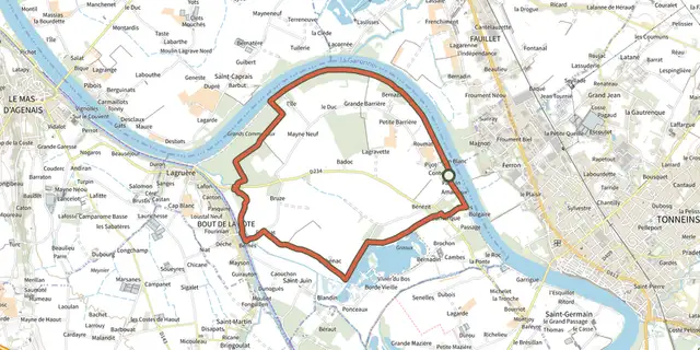 The Lagruère, promenade sur les berges de Garonne - 9.8 km track on the IGN map