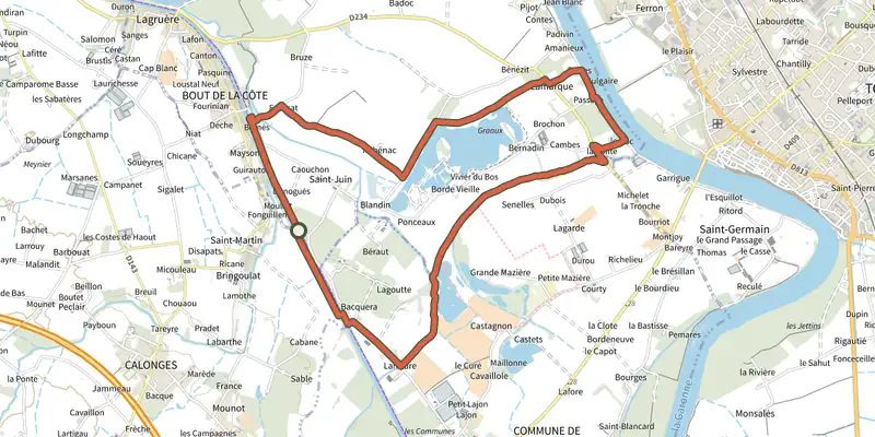 Map of the Lagruère, dans la boucle de l'Ourbise - 10.6 km track on the IGN map, with the start and numbered waypoints