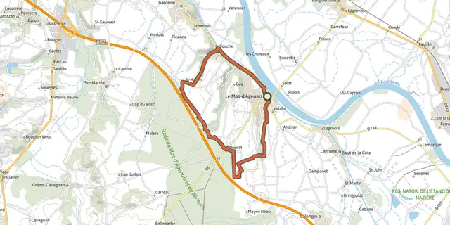 The Le Mas-d'Agenais, du canal à la forêt - 12.8 km track on the IGN map