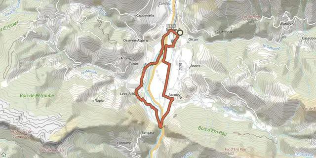 The Chemins du Gave asp12 track on the IGN map