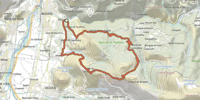 The Trail de Bergout asp24 track on the IGN map