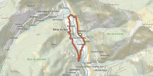 The Tour Urdos - Bérat asp66 track on the IGN map