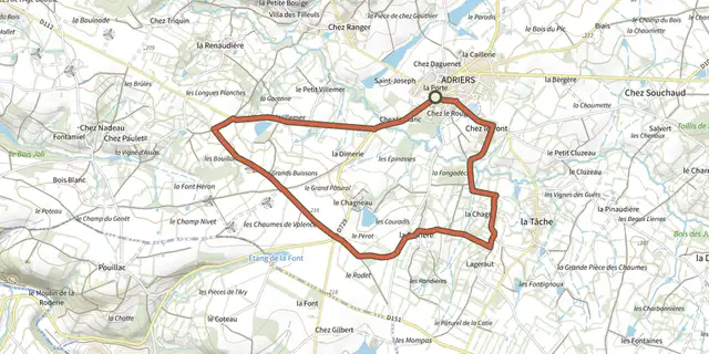 The Les Chaumes du Chapître - circuit n°1 track on the IGN map