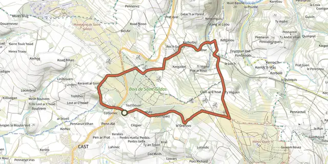 Tracé de Circuit du Bois de Saint-Gildas sur le Plan IGN