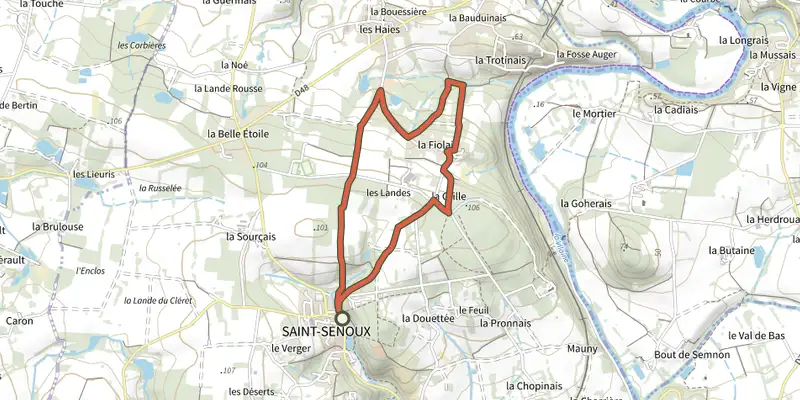 Map of the Circuit des Pervenches track on the IGN map, with the start and numbered waypoints