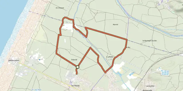 Tracé de Pinède Ondres Rouge sur le Plan IGN