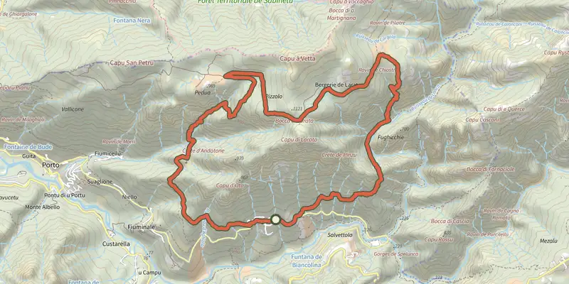 Carte du tracé de Boucle d'Ota sur le Plan IGN, départ et points de passage numérotés
