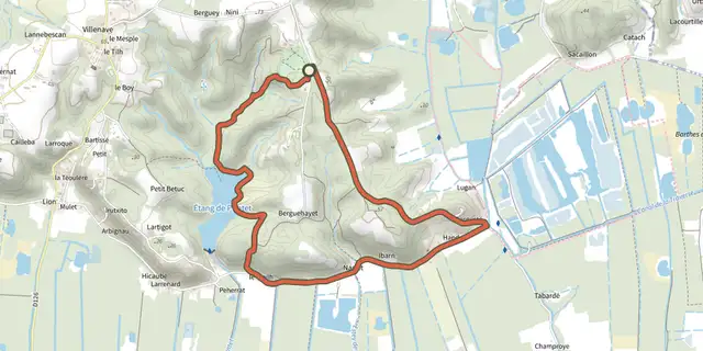 Tracé de circuit_rouge_coteaux_barthes_smsx sur le Plan IGN
