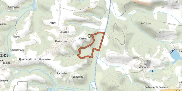 Tracé de circuit_cassou_hourn_sasx sur le Plan IGN