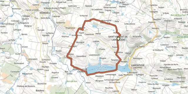 The Saint-Vincent-de-Lamontjoie, balade vers le lac de Lambronne track on the IGN map