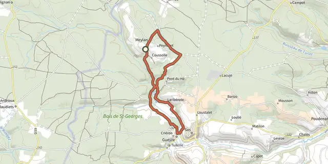 The Sos, De Gueyze à Meylan, au fil de la Gueyze 11.3 km track on the IGN map