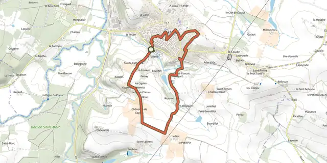 Tracé de Mézin, des jardins paysagers à la table d'orientation 4.8 km sur le Plan IGN