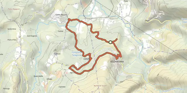 Tracé de Boucle de San Bastianu sur le Plan IGN