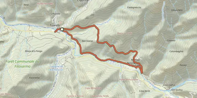 Tracé de Boucle de Prunicciale sur le Plan IGN