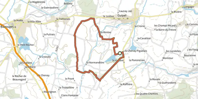 Tracé de Sentier de la Normandière sur le Plan IGN