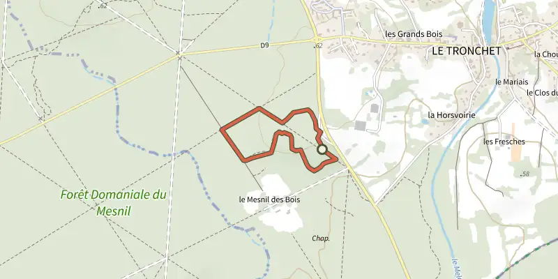 Carte du tracé de Le Petit Canyon sur le Plan IGN, départ et points de passage numérotés
