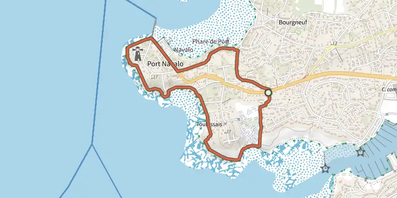 Carte du tracé de Circuit le Petit Mousse sur le Plan IGN, départ et points de passage numérotés