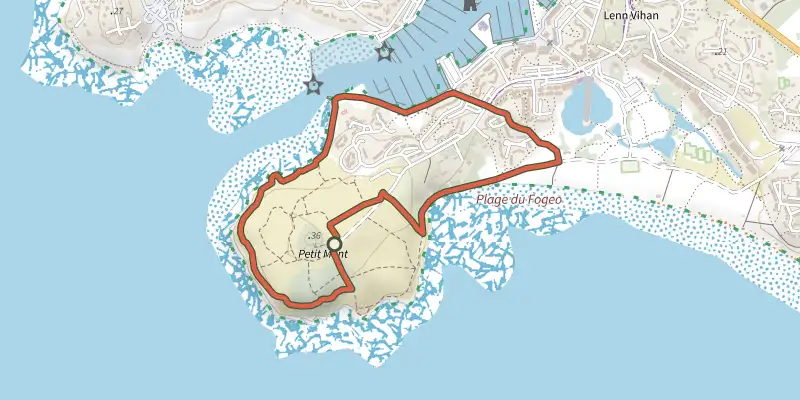 Carte du tracé de Circuit le Petit Mont sur le Plan IGN, départ et points de passage numérotés