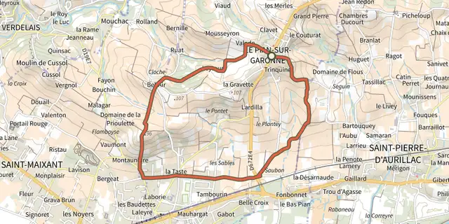 The Le Pian-sur-Garonne : boucle locale track on the IGN map