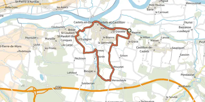 Carte du tracé de Les Vallons : boucle locale sur le Plan IGN, départ et points de passage numérotés